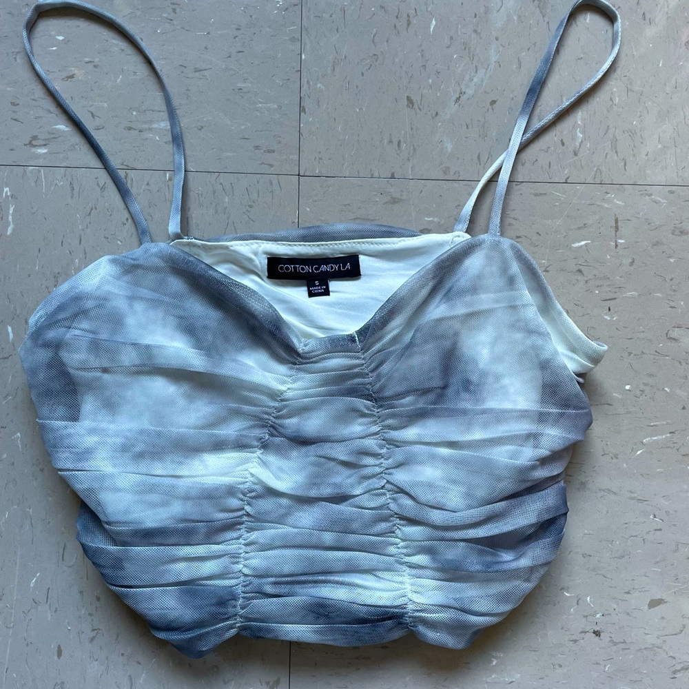 cotton candy LA crop top. grey and white